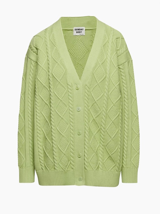 Aritzia Sweaters - Aritzia Sunday Best Lamora Cable Knit Longline Cardigan in Sagebrush Green